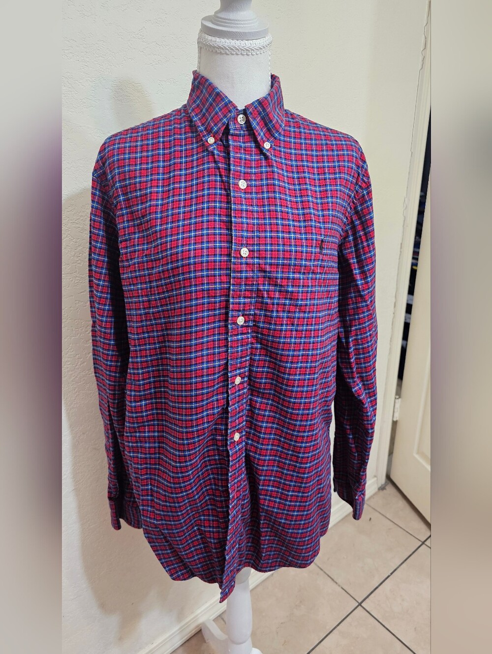 Ralph Lauren Red and Blue Plaid Button-Down Shirt